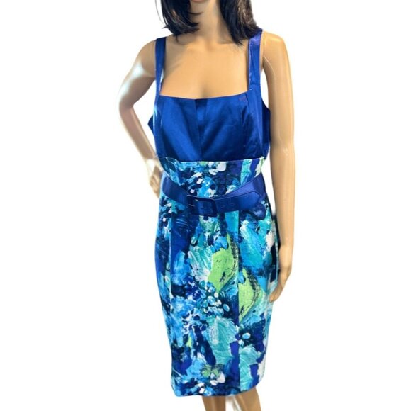 (5 for $25) Roulette Mixed Media Sleeveless Belted Dress size 12 - Picture 1 of 5